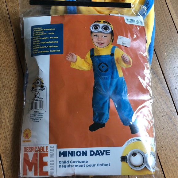 DESPICABLE ME 2 MINION DAVE CHILD HALLOWEEN COSTUME TODDLER GIRL SZ 1-2 YEARS